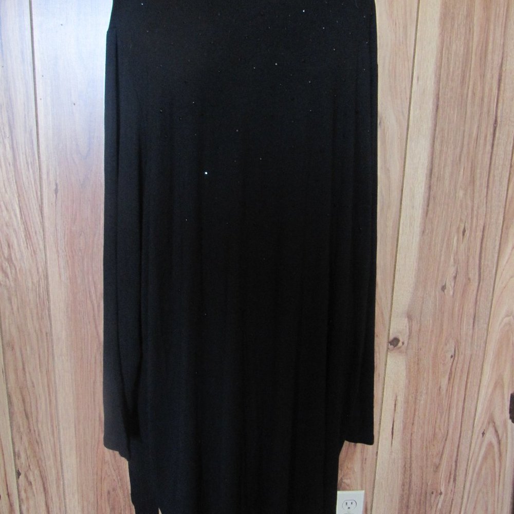 J. JILL DRESSY BLACK CREPE TUNIC TOP WITH BLACK JET RHINESTONE TRIM 4XL  NWT